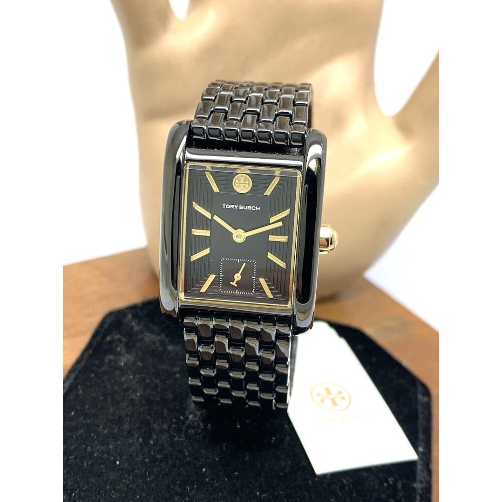 Tory Burch Women's Watch TBW1071 Eleanor Quartz Gold Black Dial Stainless Steel